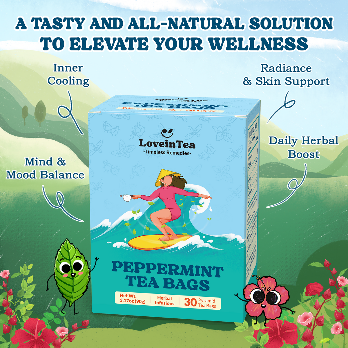 Peppermint pyramid tea bags