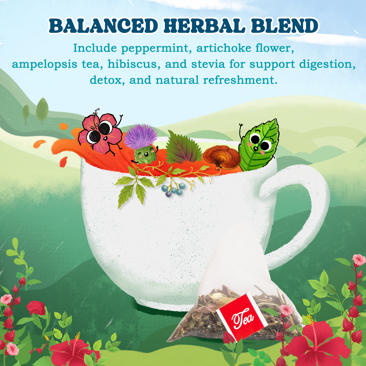 Brewed cup of peppermint tea