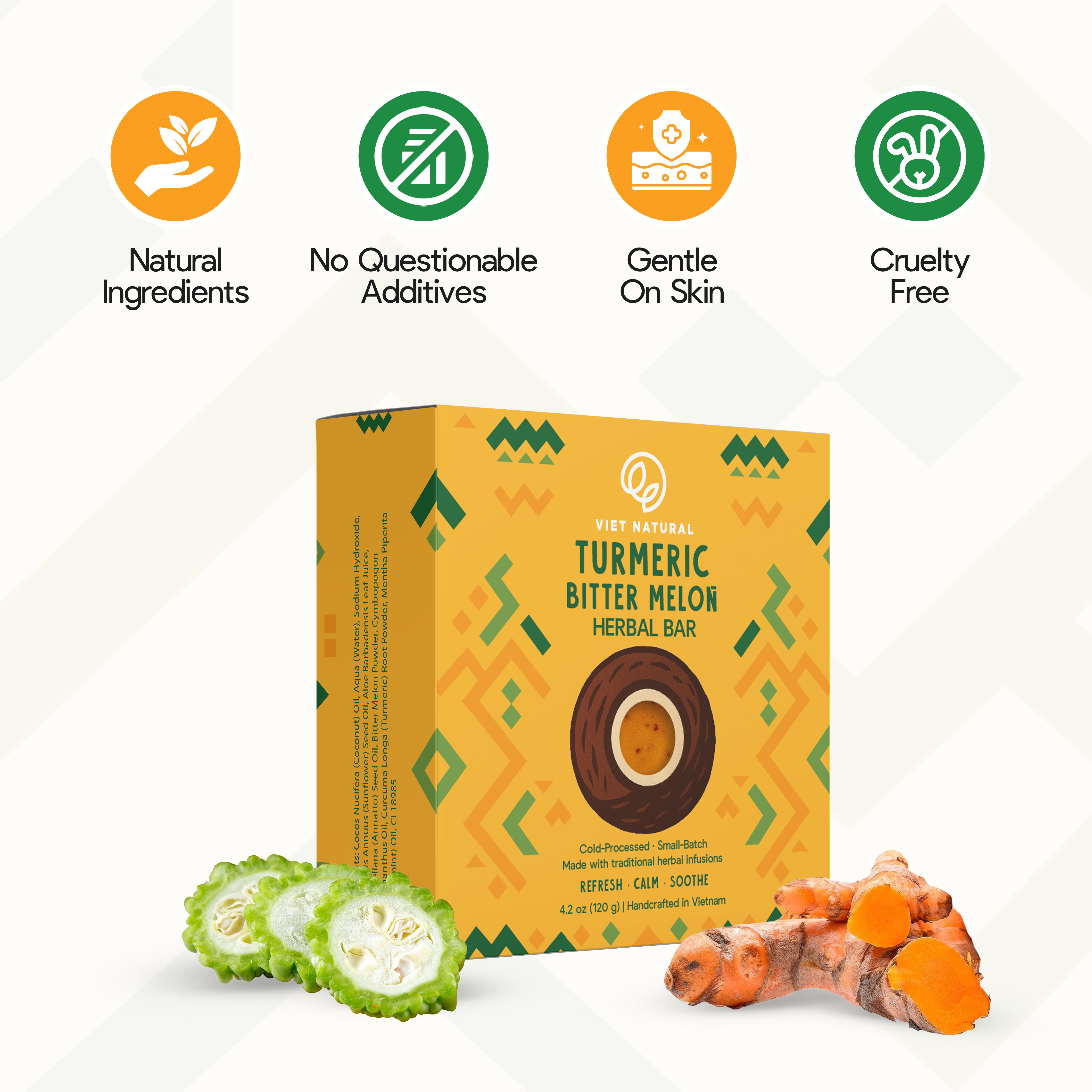 Turmeric & Bitter Melon Soap Bar – Soothing Natural Soap for Acne & Irritated Skin