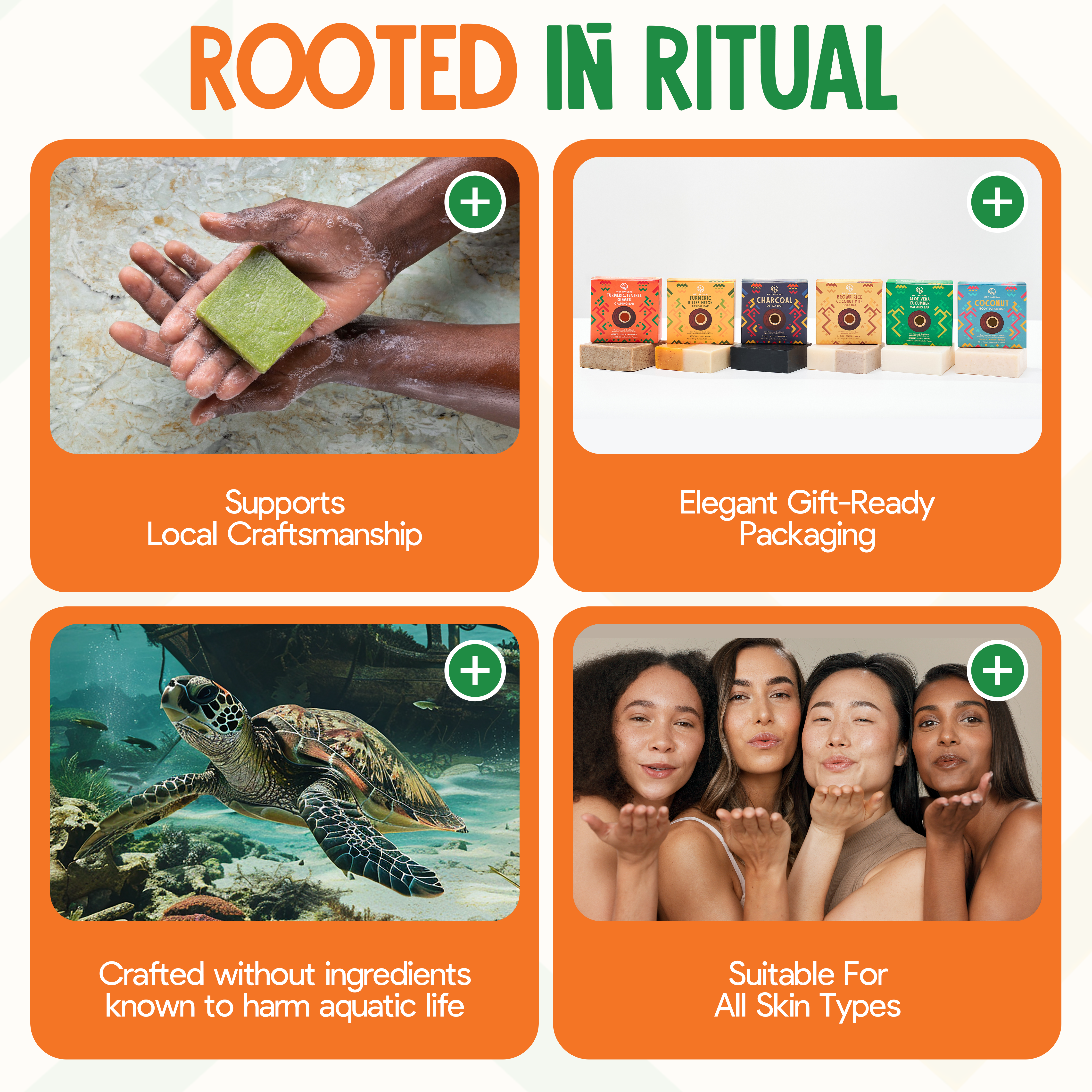 Turmeric, Tea Tree & Ginger Soap Bar for Acne, Oily & Sensitive Skin