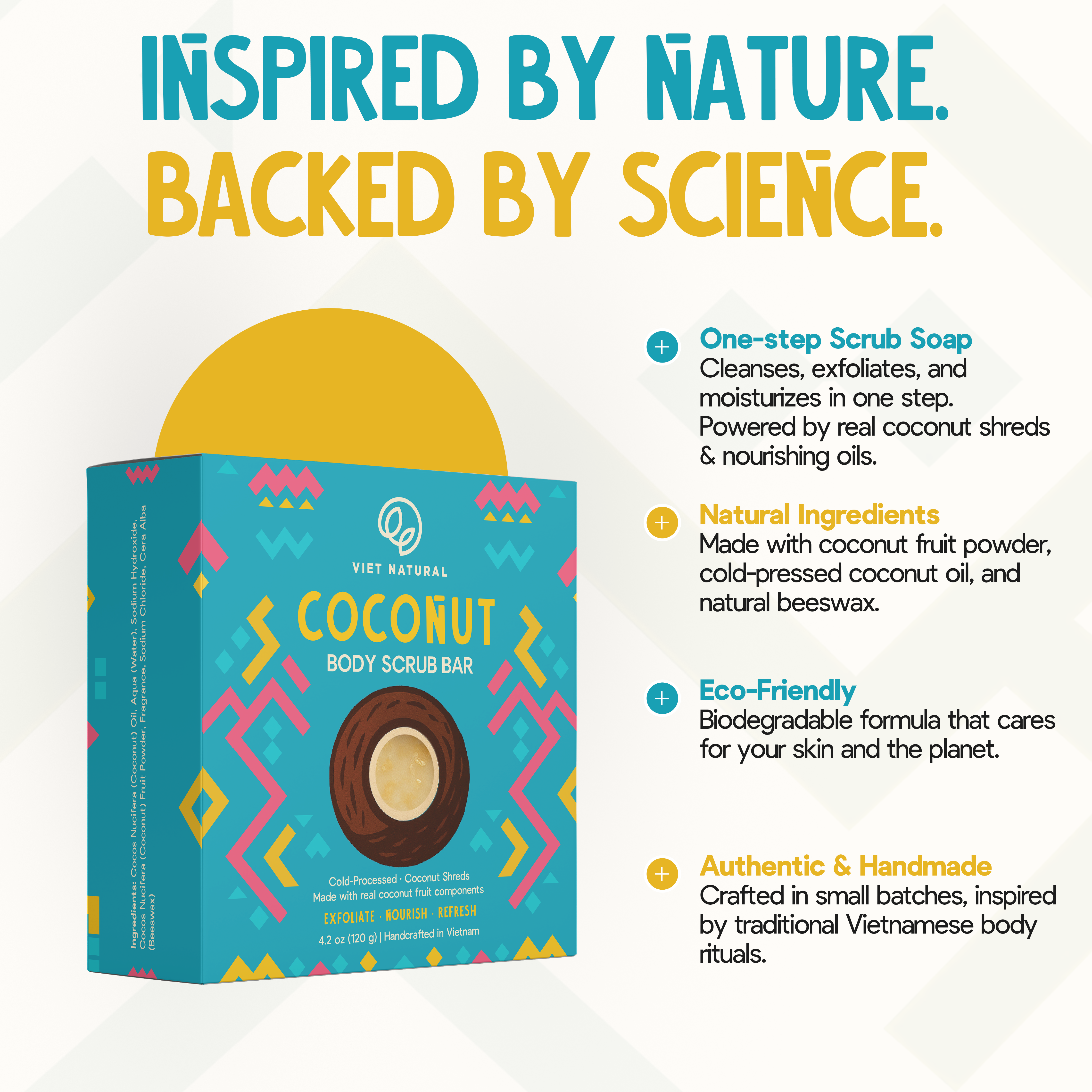 Coconut Body Scrub Soap Bar for Glowing Skin – Gentle Exfoliation & Deep Hydration with Coconut Oil & Beeswax