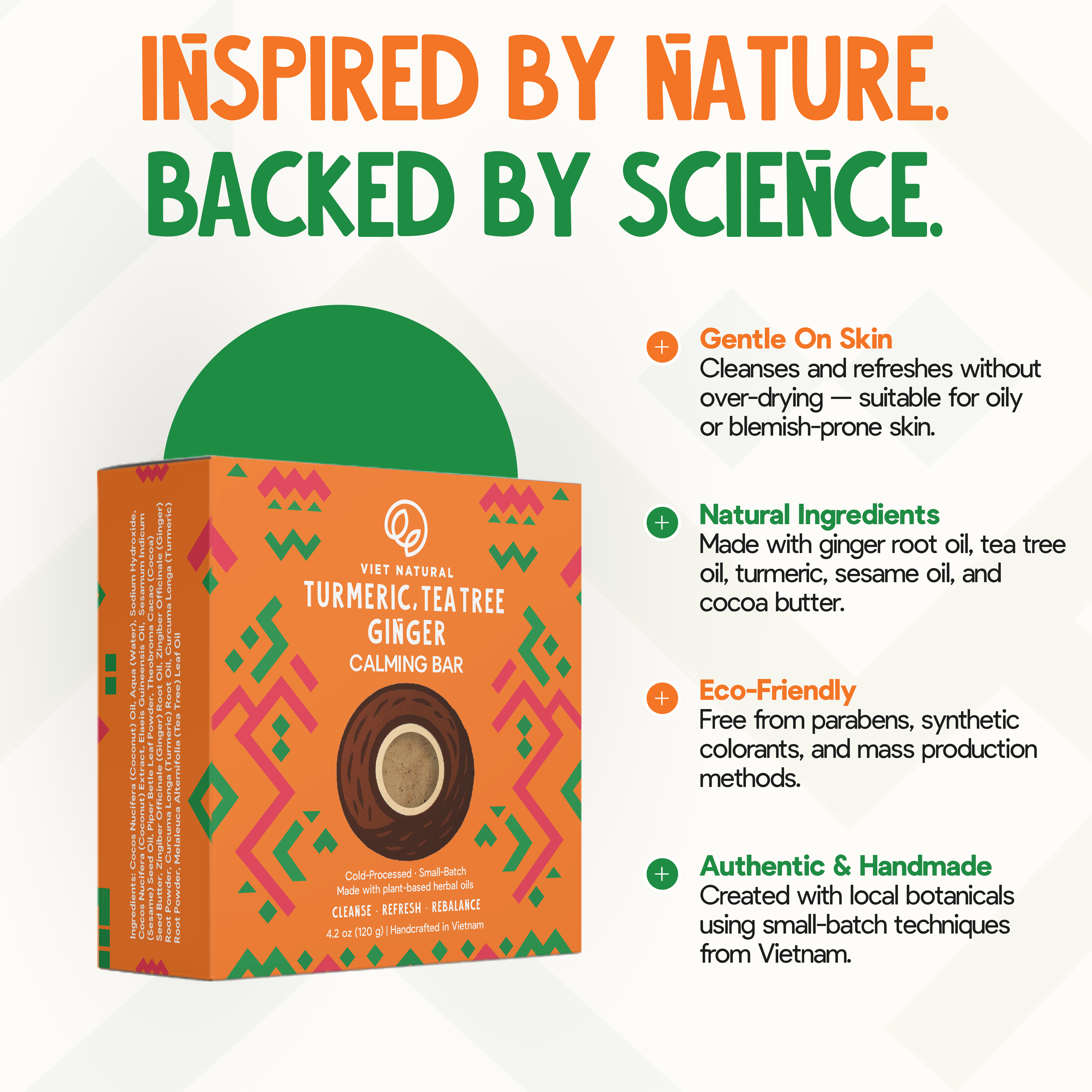 Turmeric, Tea Tree & Ginger Soap Bar for Acne, Oily & Sensitive Skin