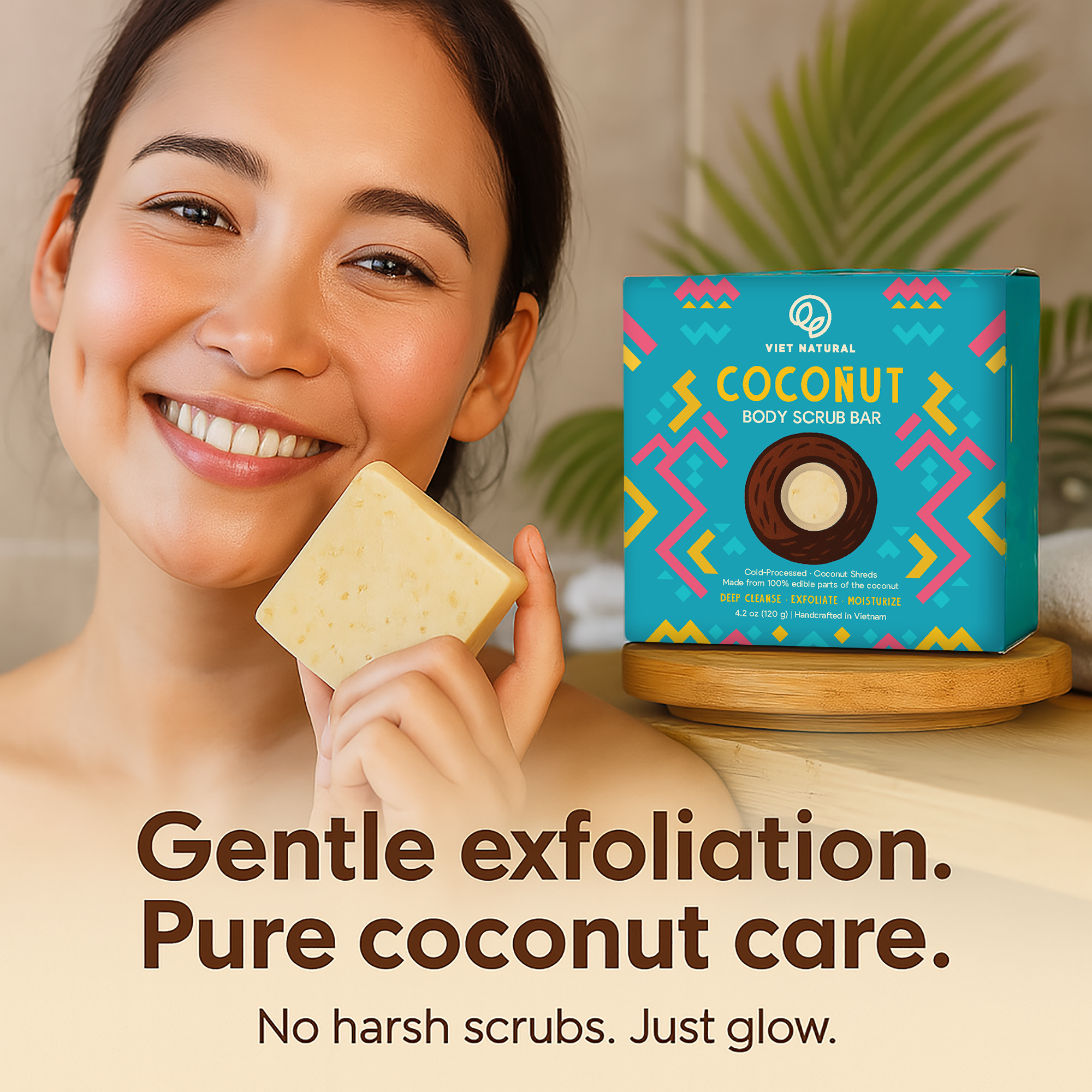 Coconut Body Scrub Soap Bar for Glowing Skin – Gentle Exfoliation & Deep Hydration with Coconut Oil & Beeswax