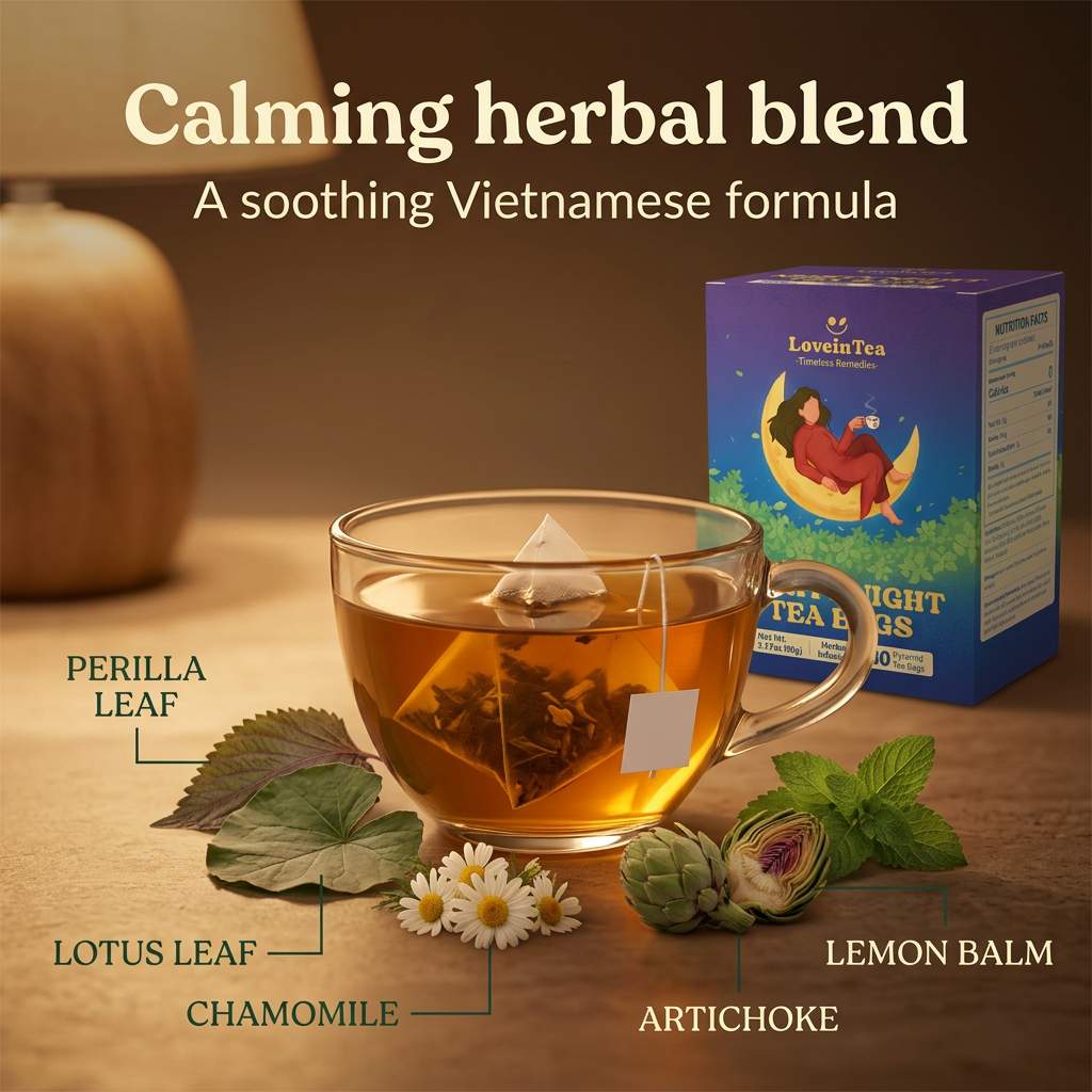 Cup of evening herbal tea