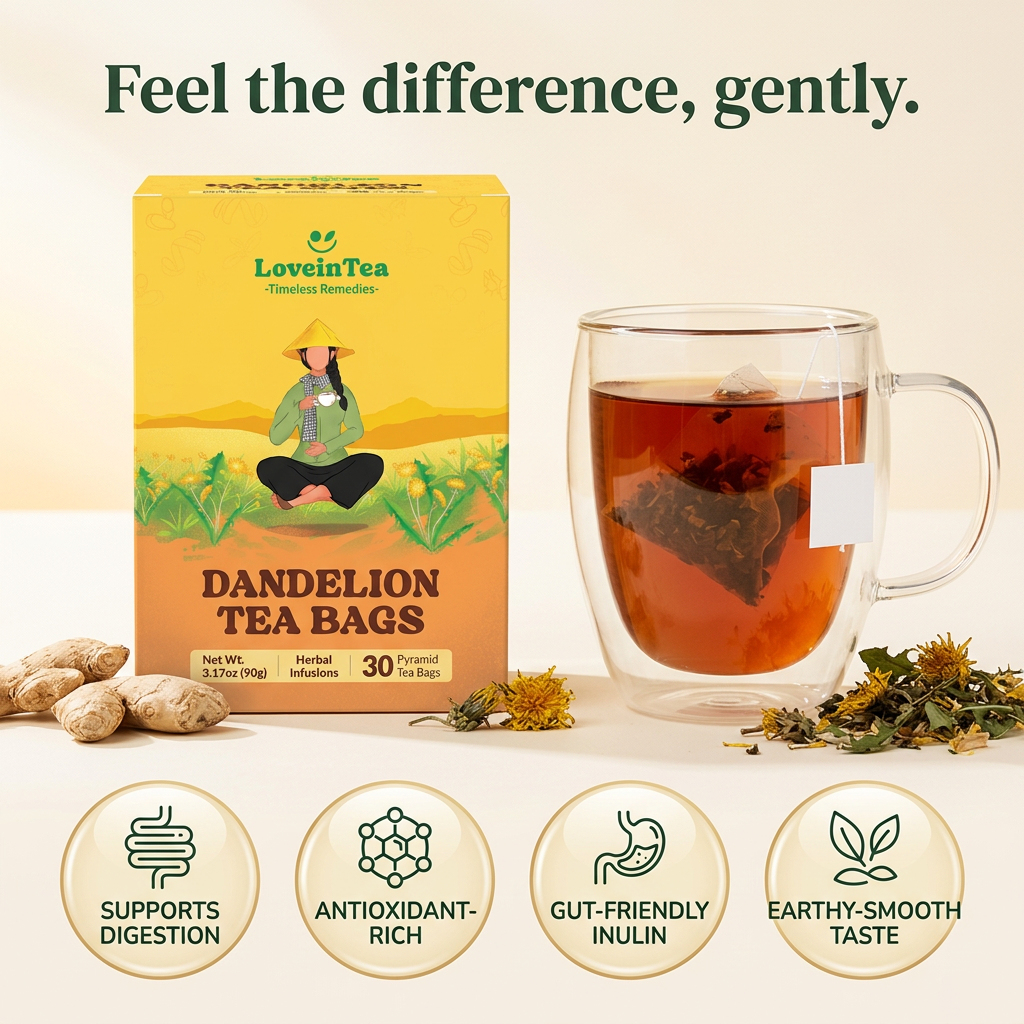 Brewed cup of dandelion tea