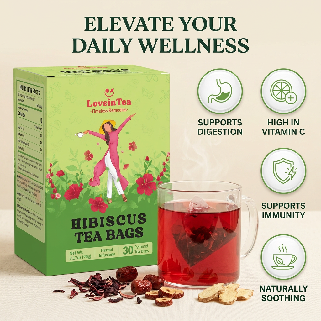 Ruby red cup of hibiscus tea